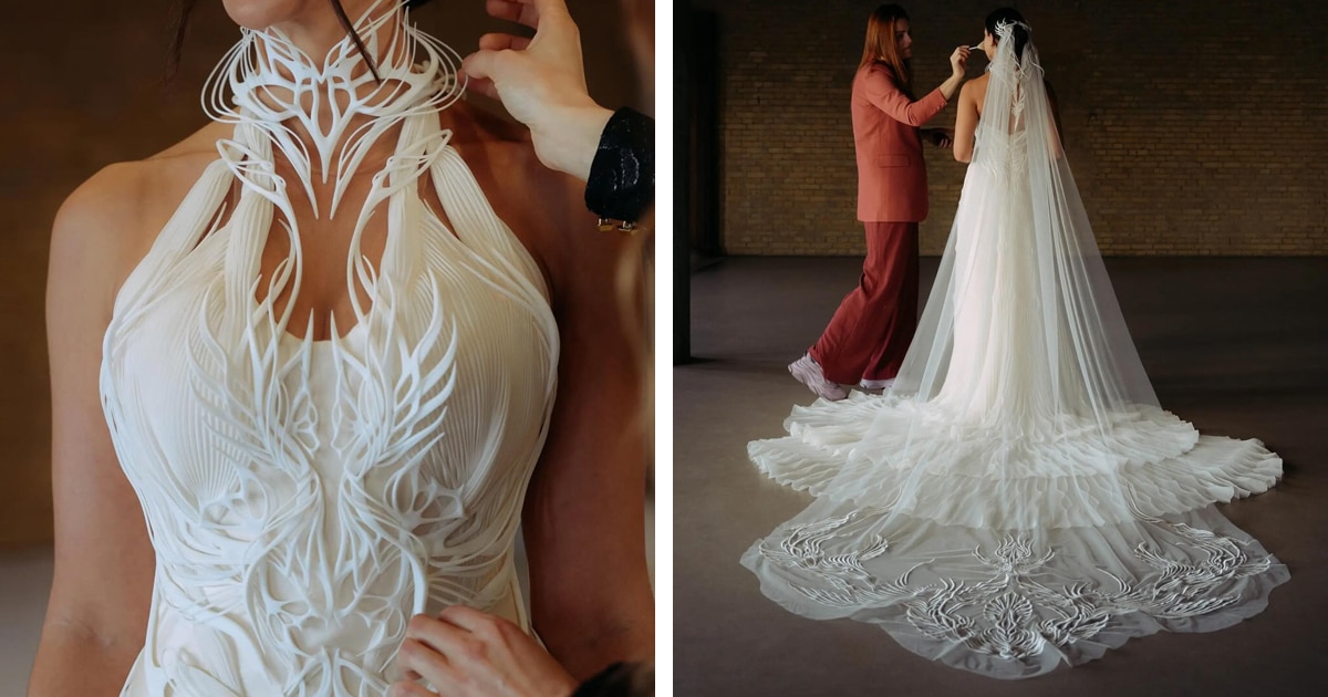 Fashion Designer Creates Stunning Geometric Outfits Including World’s First 3D-Printed Wedding Dress