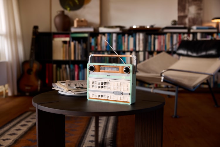 LEGO icons retro Radio on a table in a living room