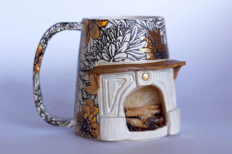 Fireplace Mugs by Michelle Briones