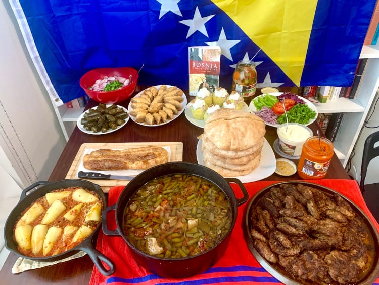 Traditional dishes from Bosnia and Herzegovina on table
