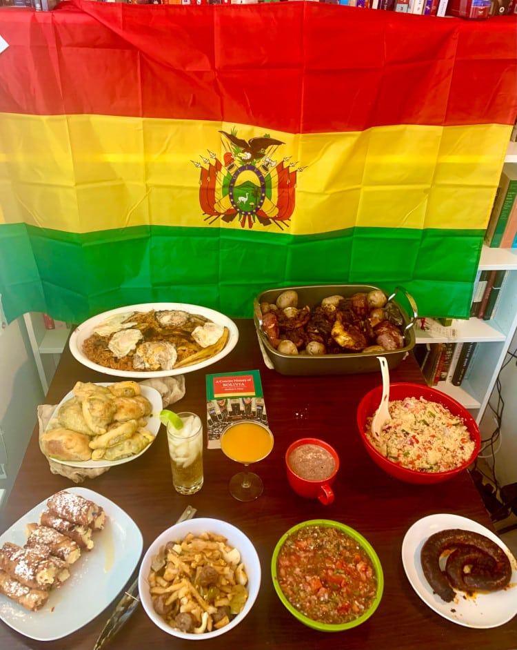 Traditional dishes from Bolivia on table