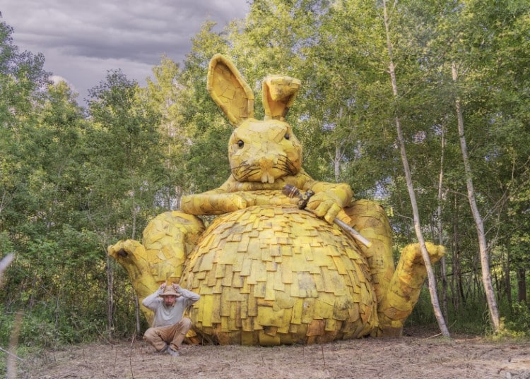 Giant Bunny Sculpture by Thomas Dambo at Detroit Lakes