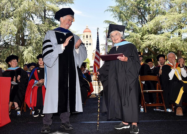 105 year old Virginia Hislop was handed her diploma for a master's in education that she earned 83 years ago.