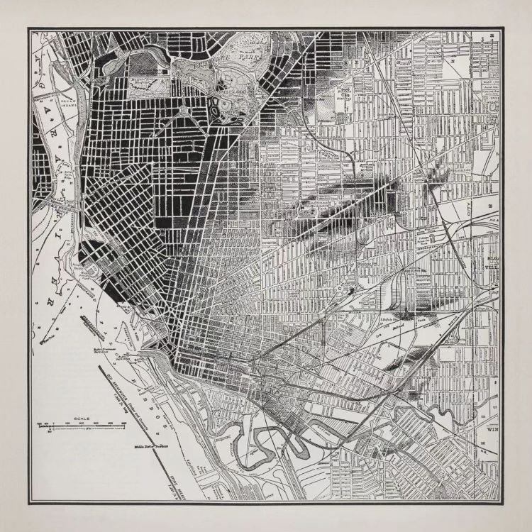 Portrait Of Woman Drawn Over City Map