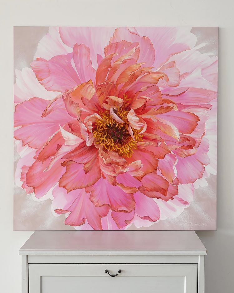 Detailed Painting Of A Pink Peony