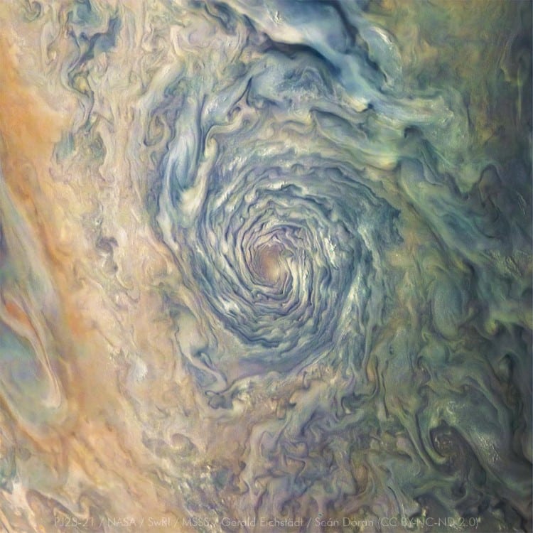 Vortex on Jupiter as taken by JunoCam