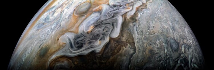 This image captures the intensity of the jets and vortices in Jupiter's North North Temperate Belt.