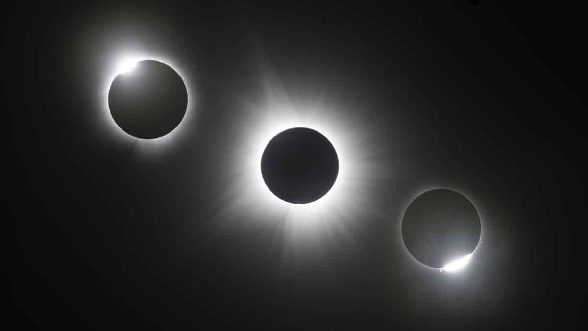 Composite of various phases of total solar eclipse