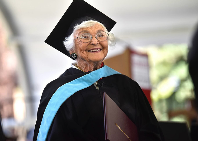 105 year old Virginia Hislop was handed her diploma for a master's in education that she earned 83 years ago.