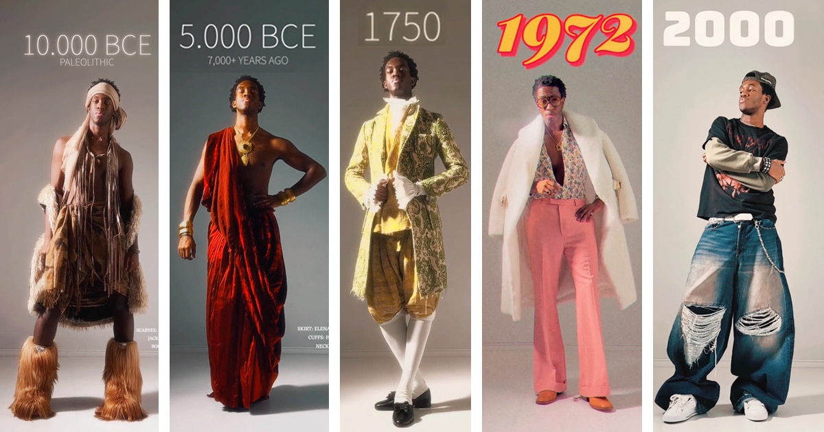 Stylish Guy Shows How Male Fashion Has Evolved Over the Last 12,000 Years