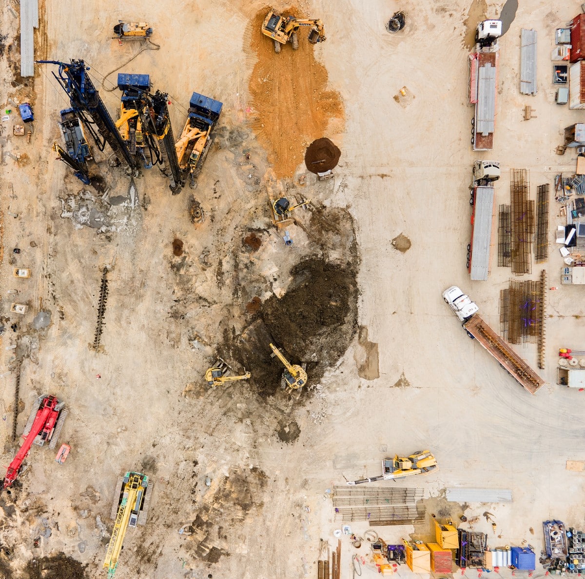 Aerial view of a construction zone