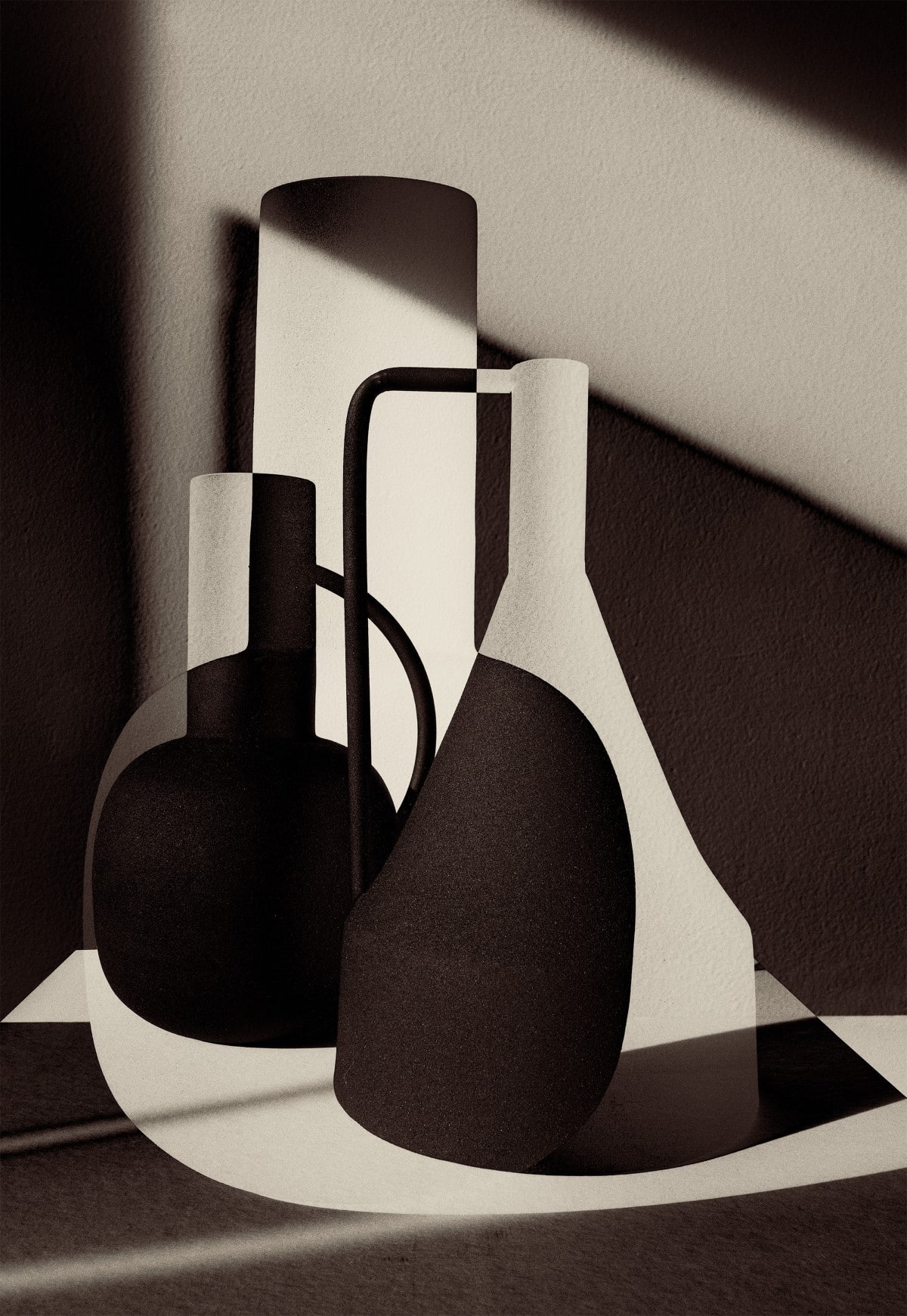 Artistic still life of bottles