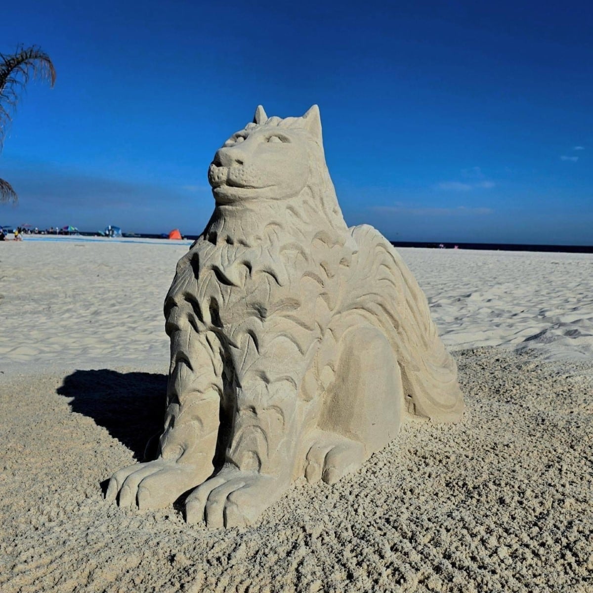 Griffin sand sculpture