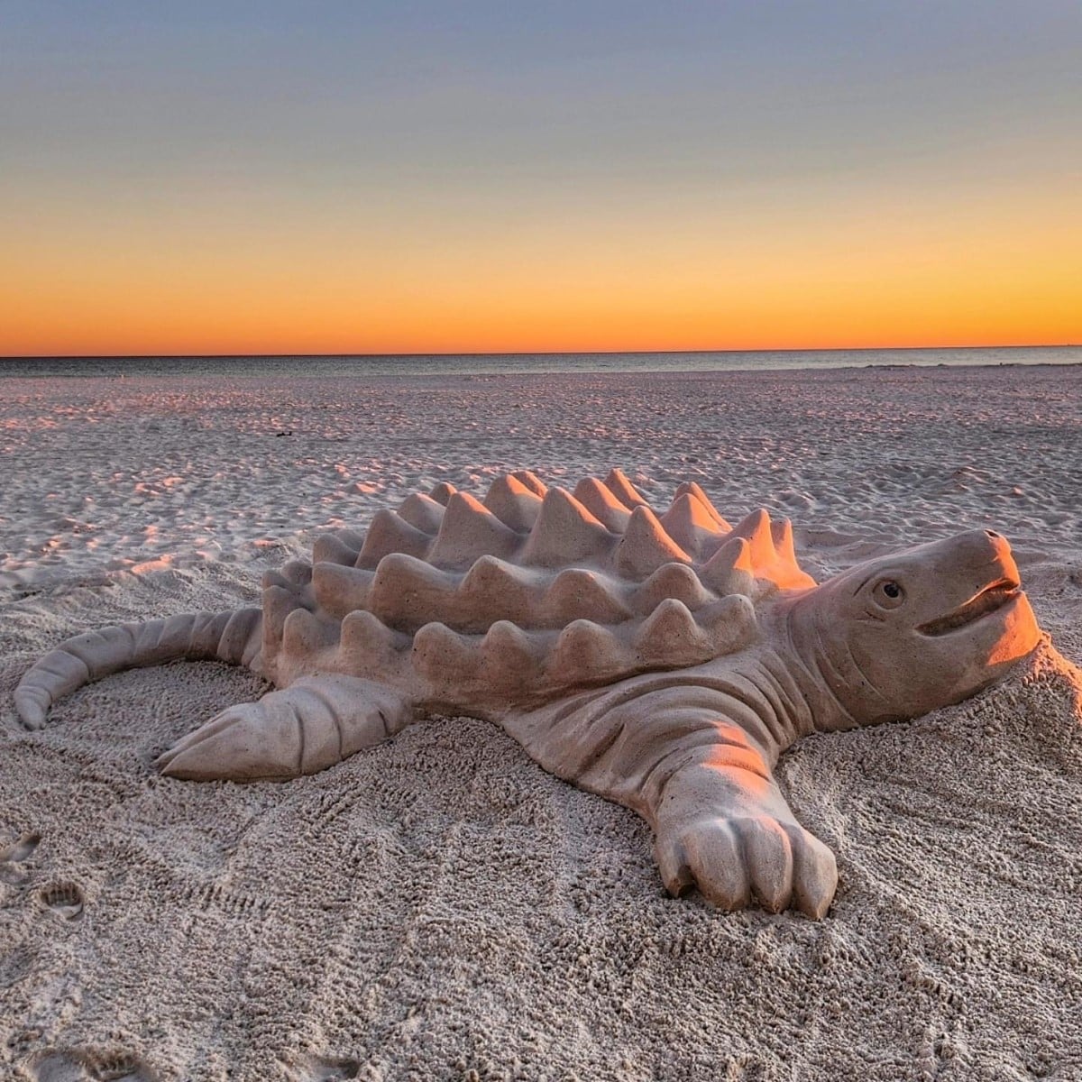 Turtle sand sculpture