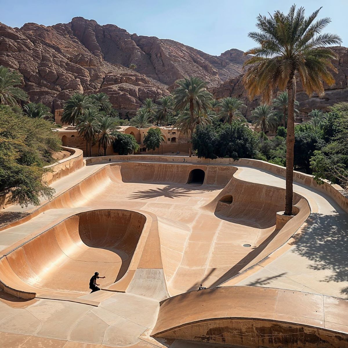 Hyperrealistic AI Generated Image Featuring A Skatepark Carved Into The Desert