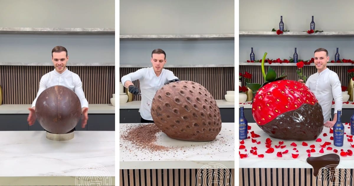 Amaury Guichon's Stunning Chocolate Covered Strawberry Sculpture