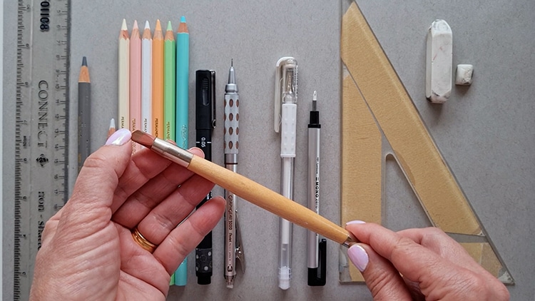 Demi Lang lays out her tools for her art practice