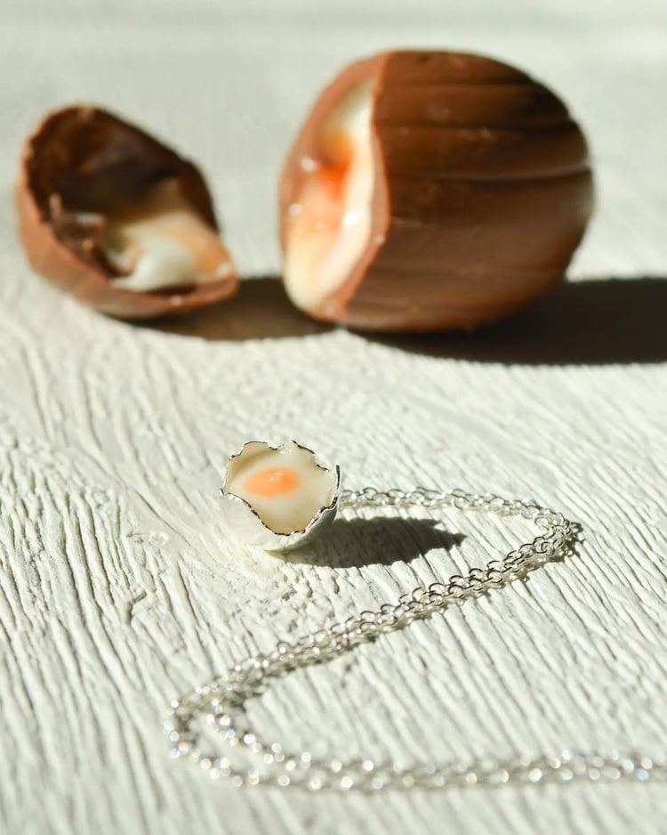 Egg-shaped necklace charm by Kathryn Reid Jewellery