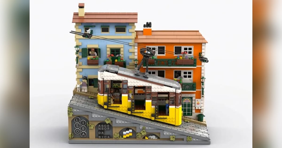 LEGO Designer Recreates Lisbon’s Iconic Bica Funicular Railway With 2,997 Tiny Bricks