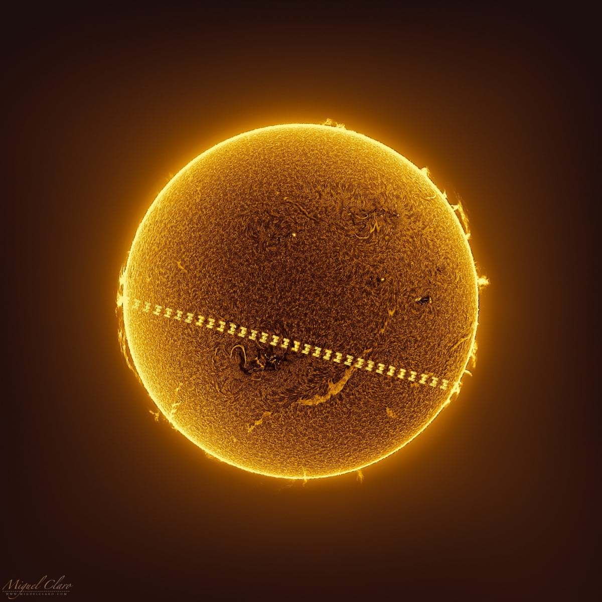 ISS Transitting the Sun by Miguel Claro