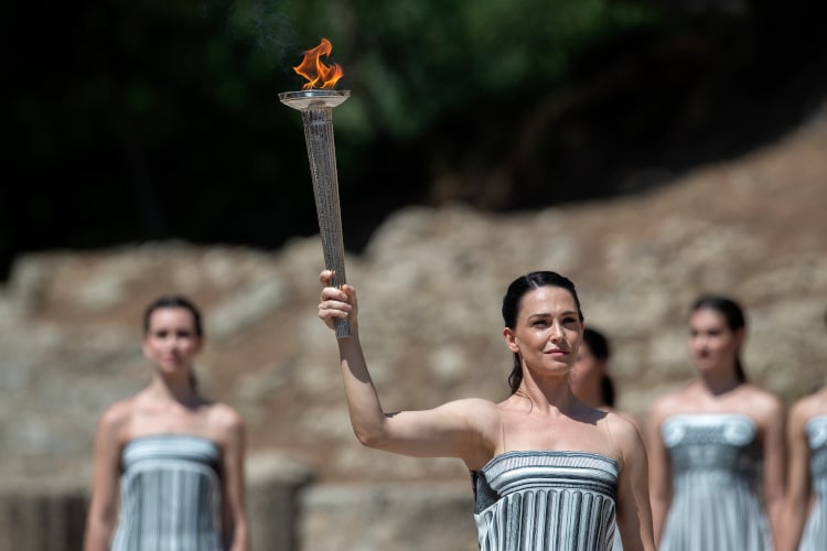 Olympic flame lighting ceremony for the Paris 2024 Summer Olympic Games in Ancient Olympia, Greece