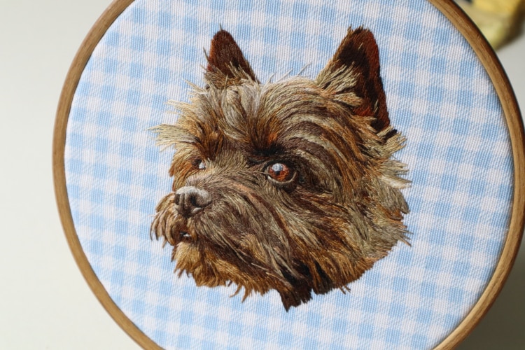 Realistic Embroidered Dog portrait by Santo Cielo