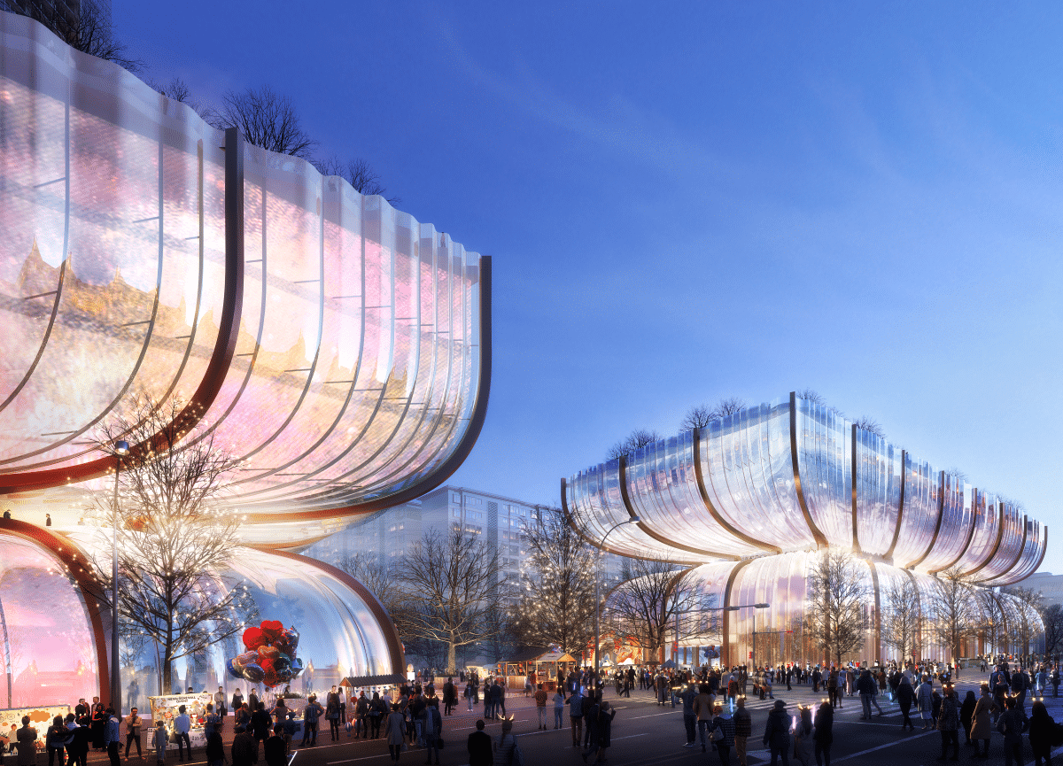 Rendering of Hanwha Galleria in Seoul by Heatherwick