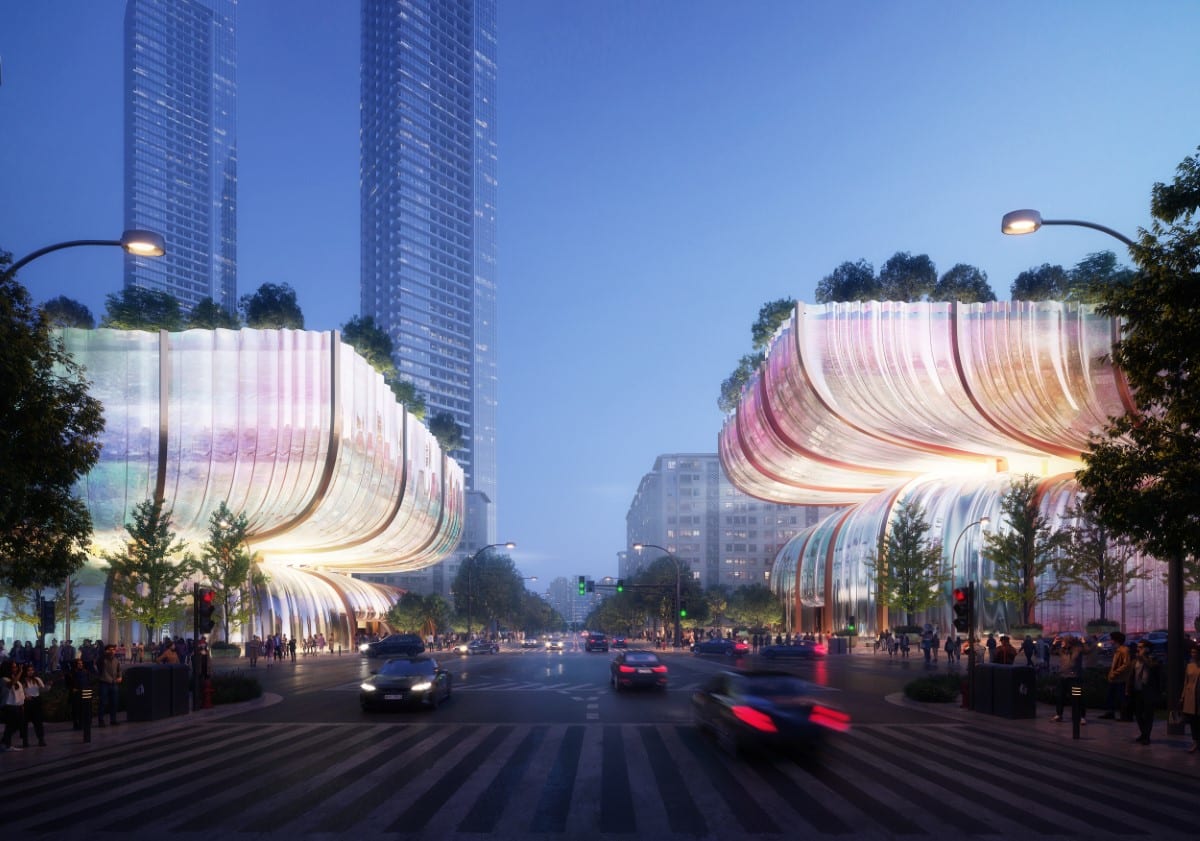 Rendering of Hanwha Galleria in Seoul by Heatherwick