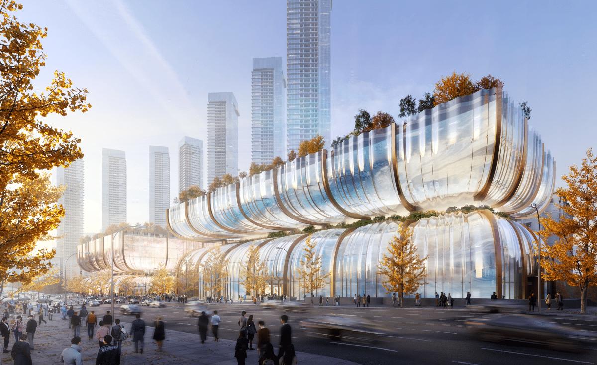 Rendering of Hanwha Galleria in Seoul by Heatherwick