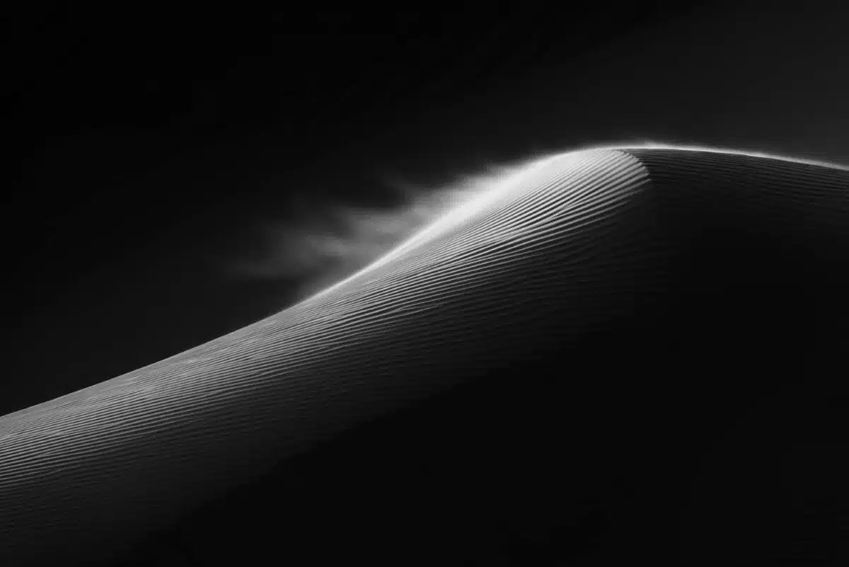 Black and white pohto of a sand dune