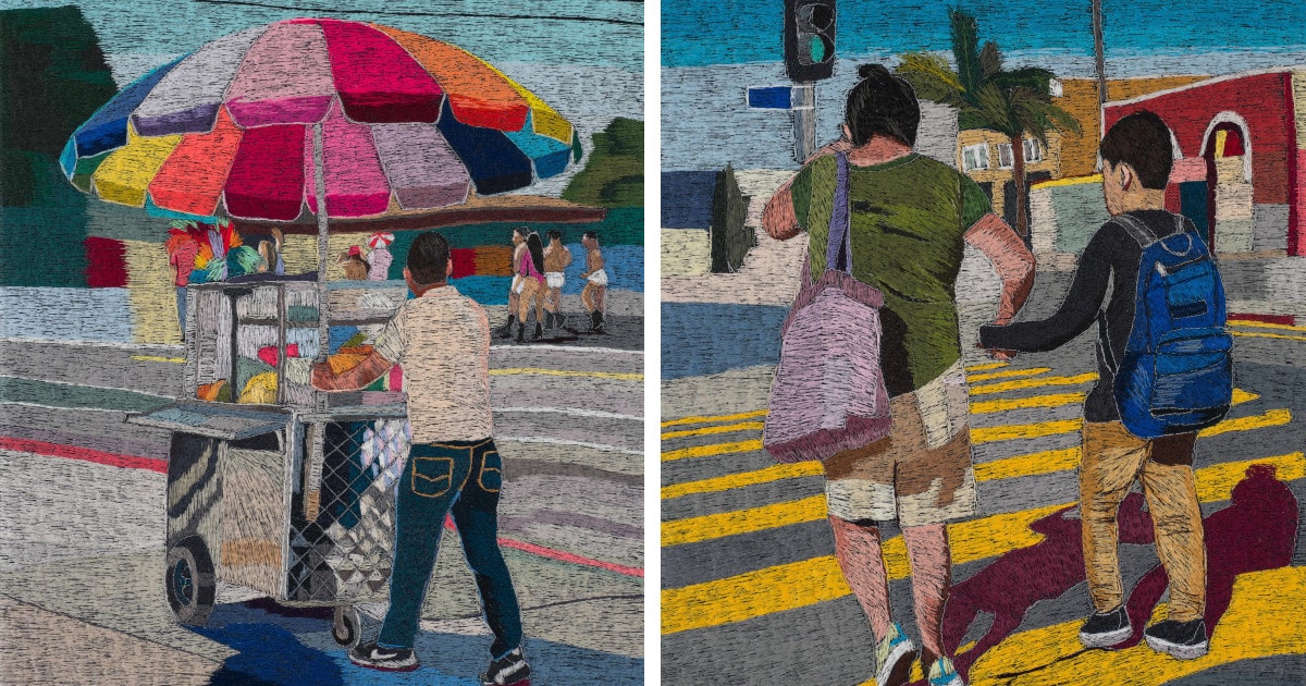 Artist depicts LA’s Latino communities with colorful thread