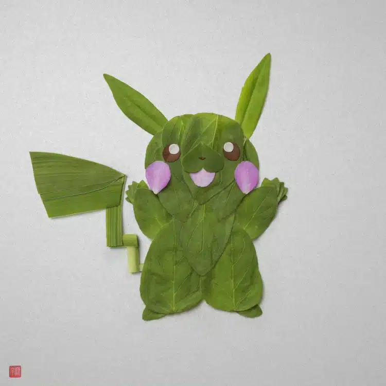 Pokemon characters made out of flowers by Raku Inoue