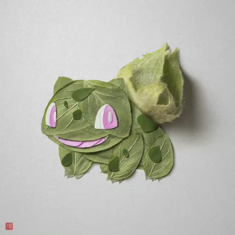 Pokemon characters made out of flowers by Raku Inoue