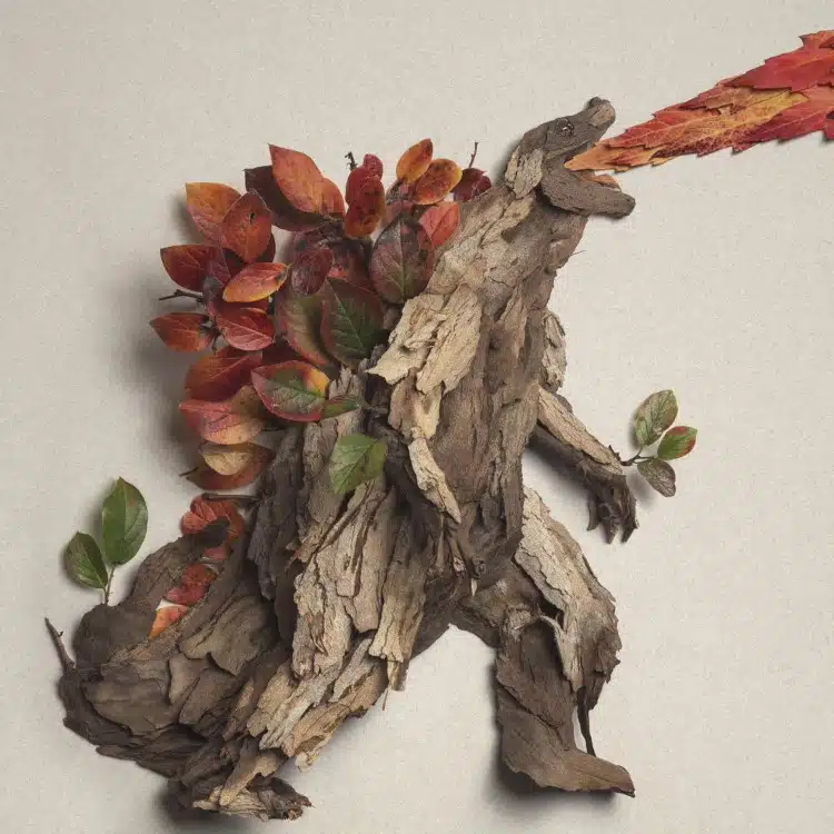 Godzilla made out of flowers by Raku Inoue