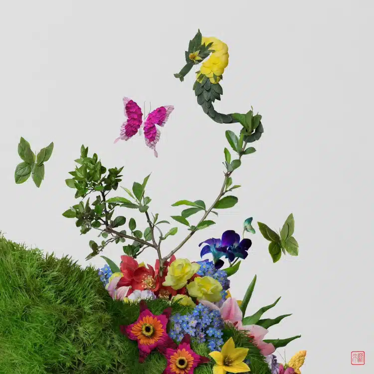 Animals made out of flowers by Raku Inoue