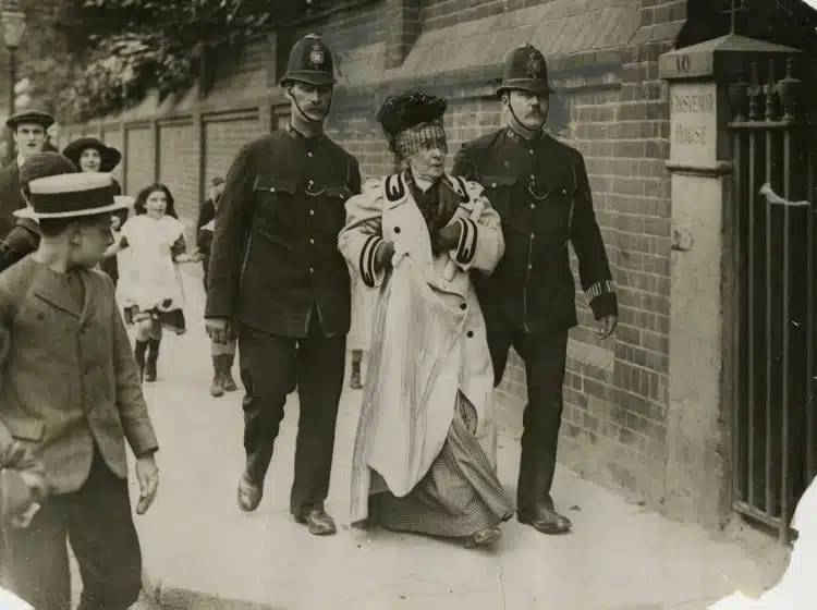 Mrs. Lloyd George, a suffragette, arrested for shouting, "I represent Tippeary"