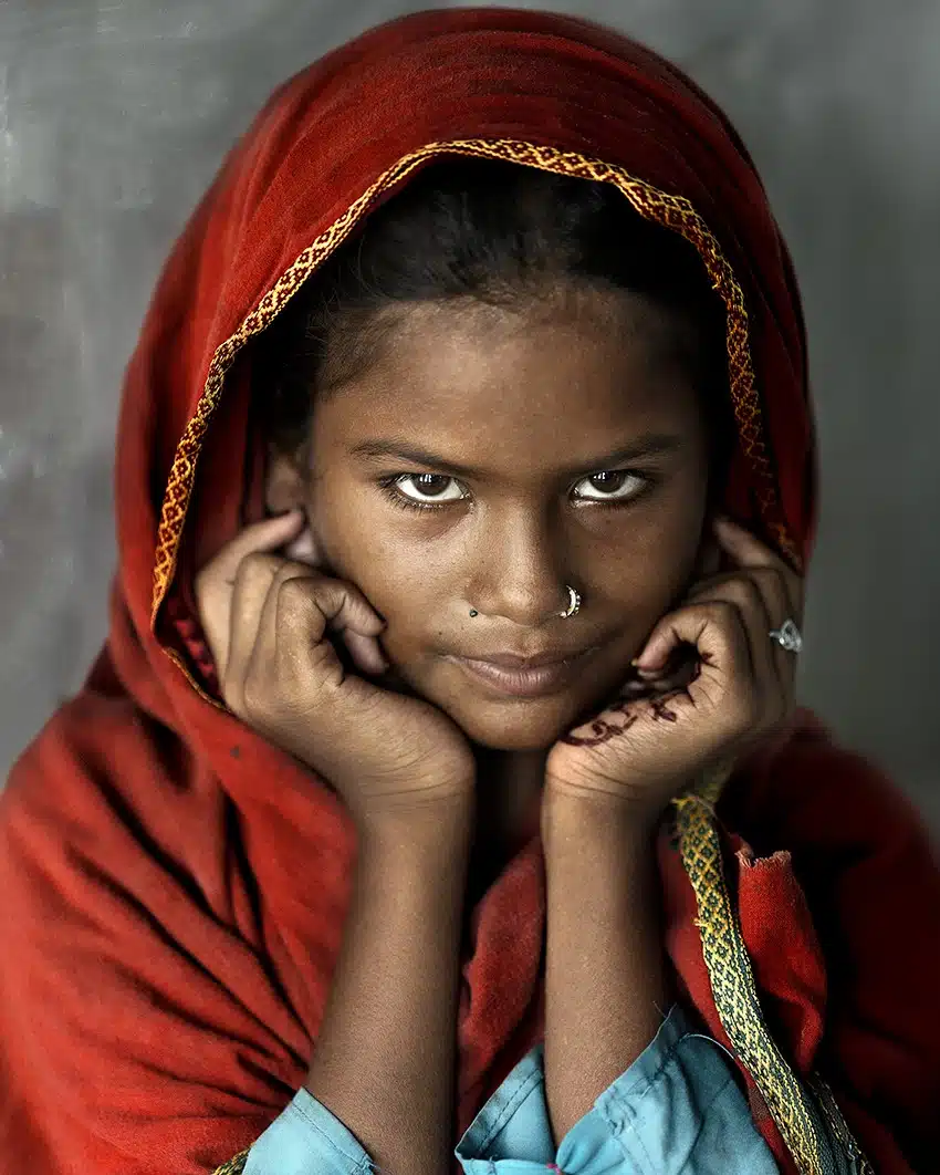 Portrait of a young homeless girl from Sarnath