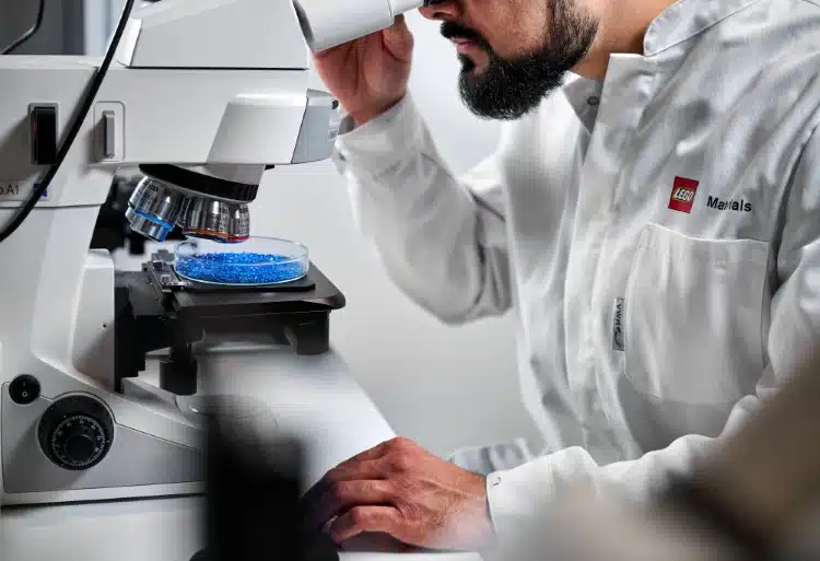 LEGO researcher examining materials