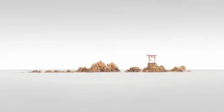 Long exposure photo of a torii gate in Japan