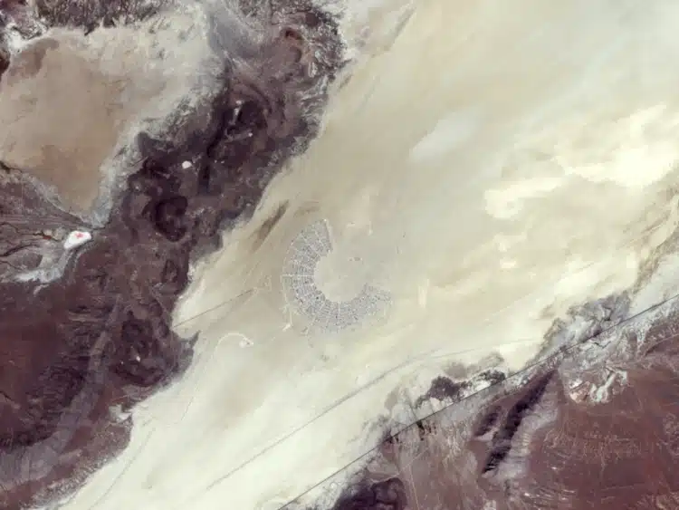 Burning man festival from space