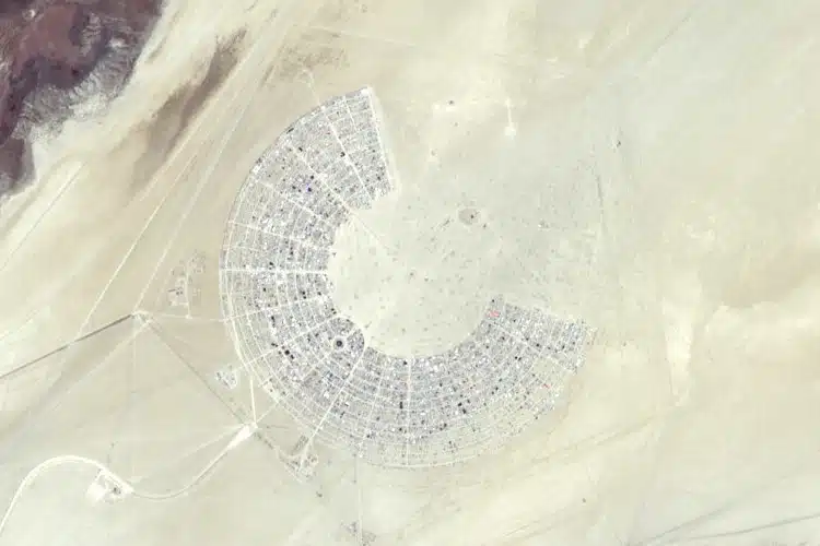 Burning man festival from space