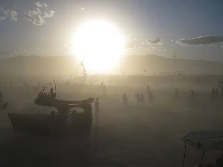 A dust storm at Burning Man, Black Rock Desert, Nevada, 2009