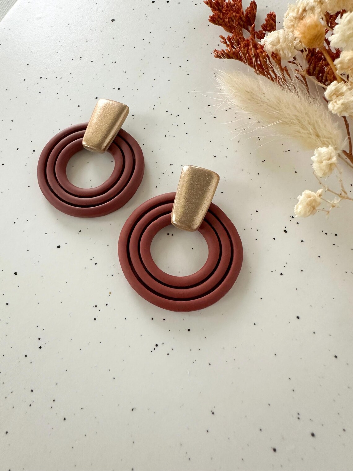 Burgundy Circle Earrings