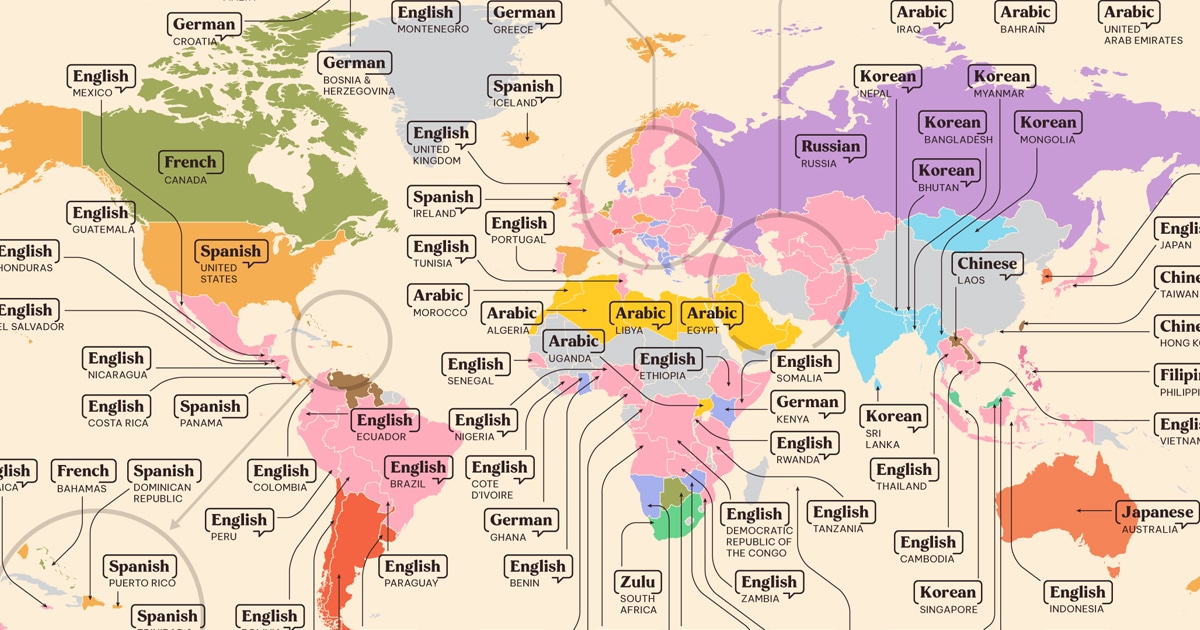 Insightful Map Shows the Language Each Country Around the World Wants To Learn the Most