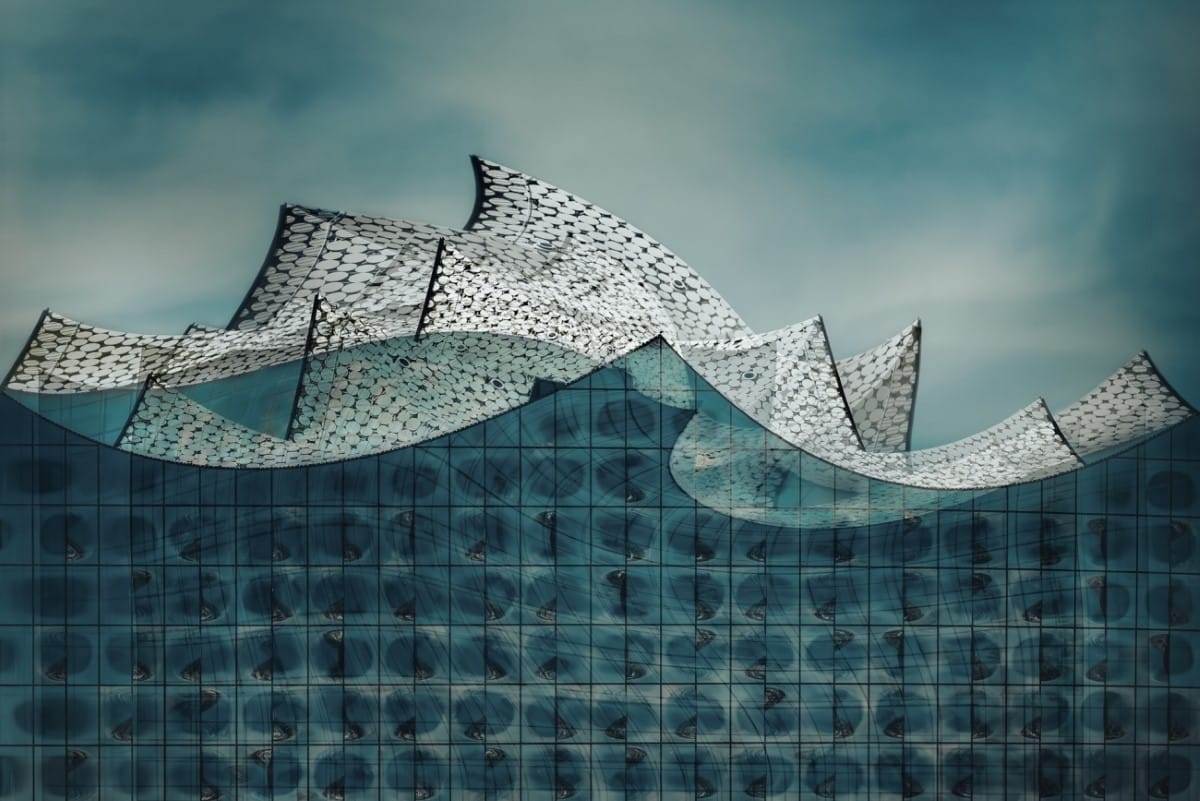 An abstract portrayal of Hamburg’s striking Elbphilharmonie concert hall