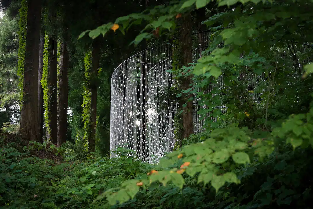 "A Whisper in the Eye of the Storm" by Caitlind r.c. Brown and Wayne Garrett, which uses 14,000 prescription lenses to create what looks like suspended rain drops.