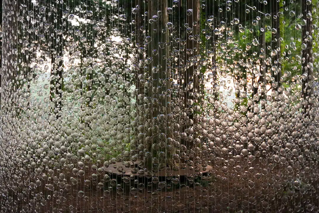 "A Whisper in the Eye of the Storm" by Caitlind r.c. Brown and Wayne Garrett, which uses 14,000 prescription lenses to create what looks like suspended rain drops.