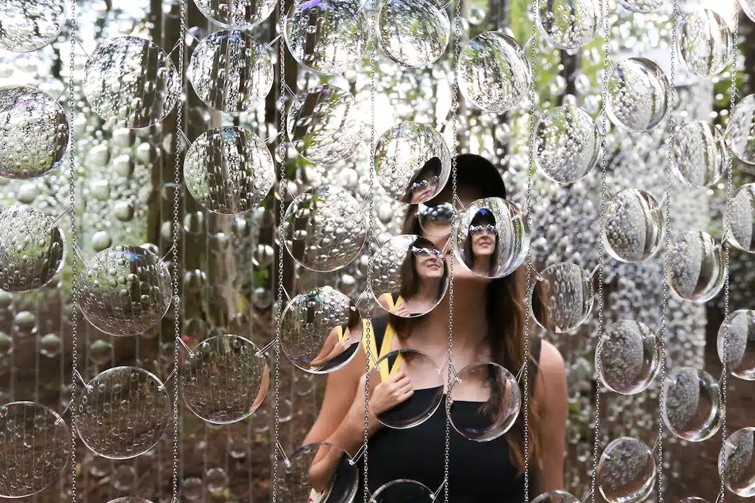 "A Whisper in the Eye of the Storm" by Caitlind r.c. Brown and Wayne Garrett, which uses 14,000 prescription lenses to create what looks like suspended rain drops.