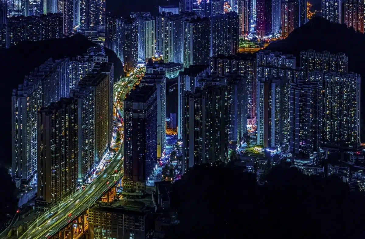 Aerial view of Guiyang City at night