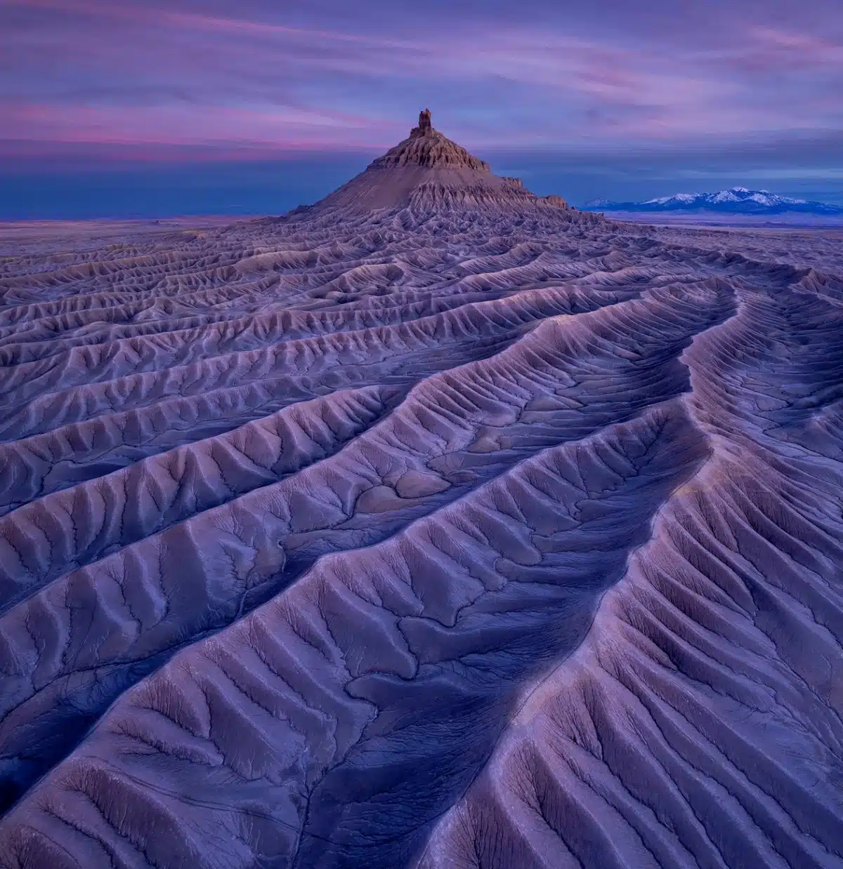 Geological formations in Factory Butte, Utah